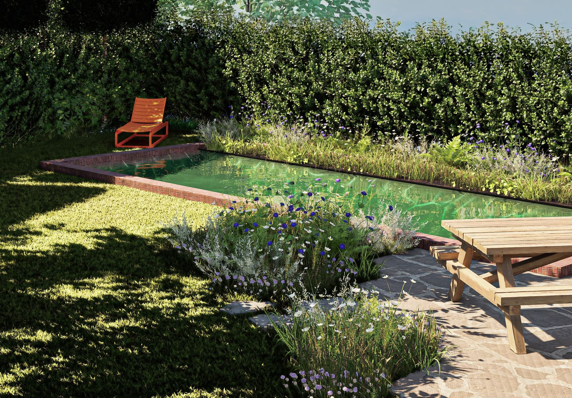 Tuinontwerp met zwemvijver Antwerpen